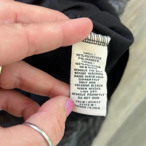 eci New York Charcoal Gray stretch mesh dress Knee Length Long Sleeve sz 10 - Picture 6 of 10